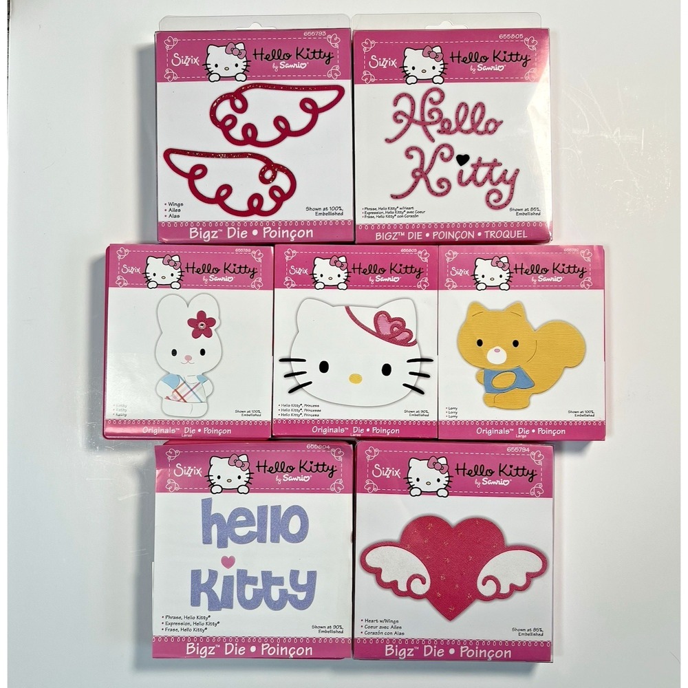 Sizzix Hello Kitty Bigz Die Lot of 7 Princess Kathy Lorry Phrase Wings & More